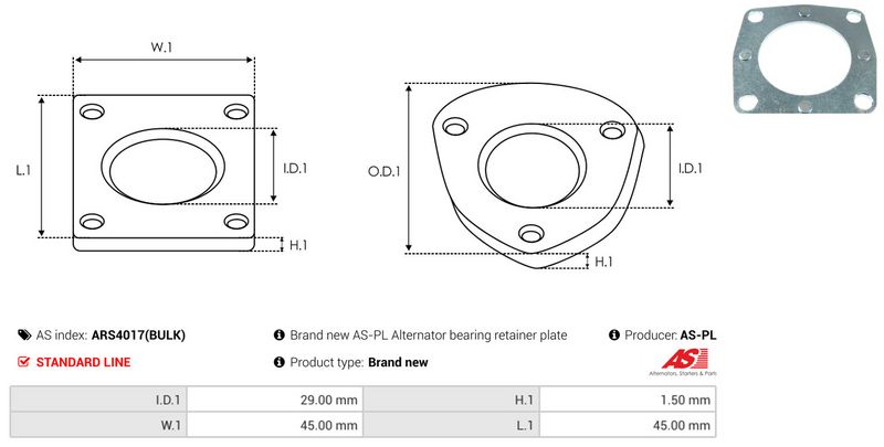 AS-PL ARS4017(BULK) Repair Set, alternator