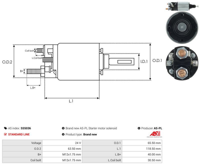 AS-PL SS5036 Solenoid Switch, starter