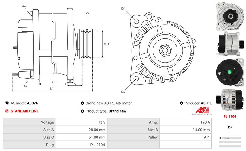 AS-PL A0376 Alternator