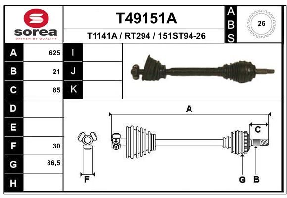 EAI hajtótengely T49151A