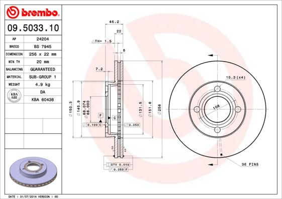 BREMBO féktárcsa 09.5033.10