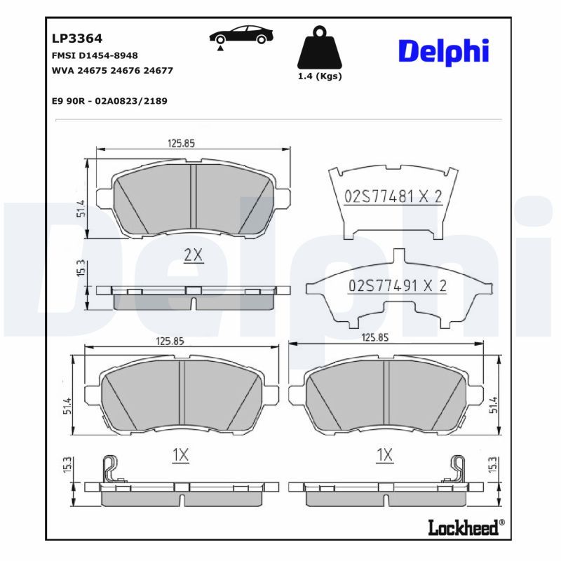 Piduriklotsi komplekt, ketaspidur, DELPHI LP3364