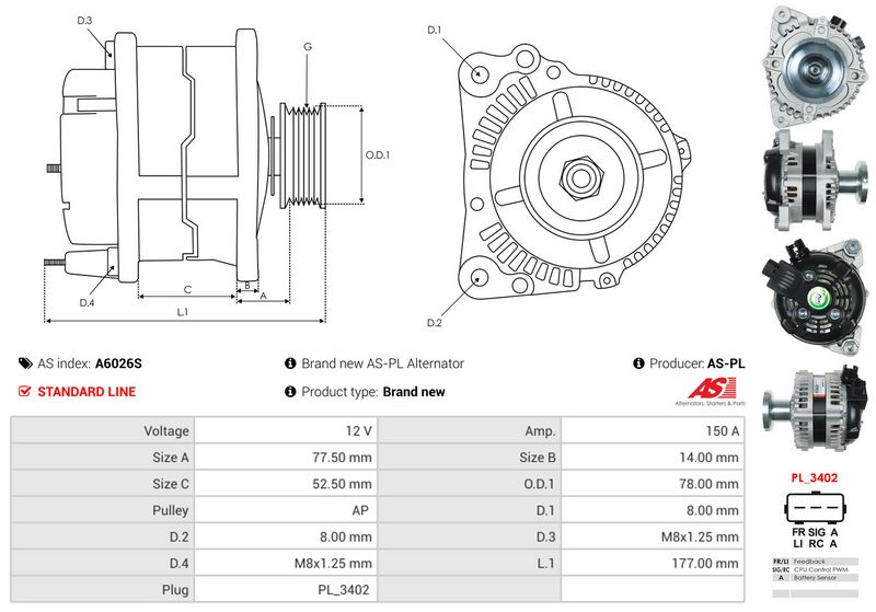 AS-PL A6026S Alternator