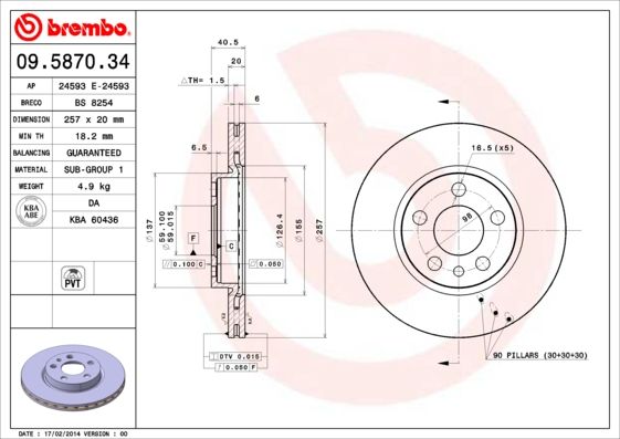 BREMBO féktárcsa 09.5870.34