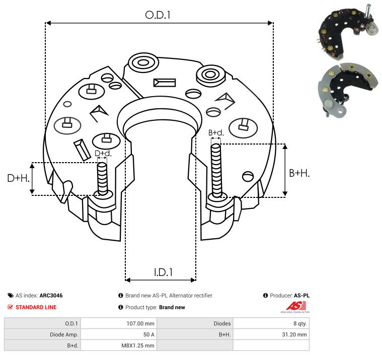 AS-PL ARC3046 Rectifier, alternator