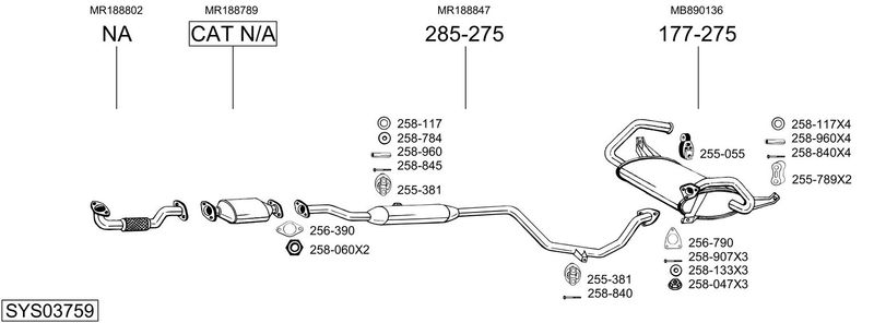 BOSAL kipufogórendszer SYS03759