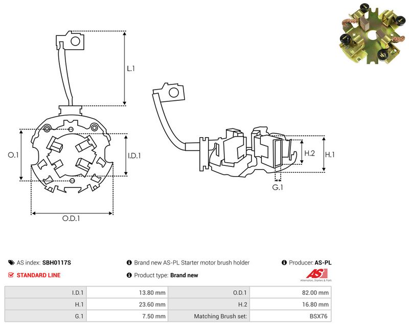 AS-PL SBH0117S Holder, carbon brushes