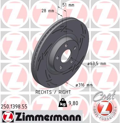 Гальмівний диск, Zimmermann 250.1398.55