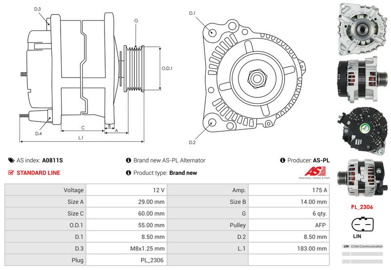 AS-PL A0811S Alternator