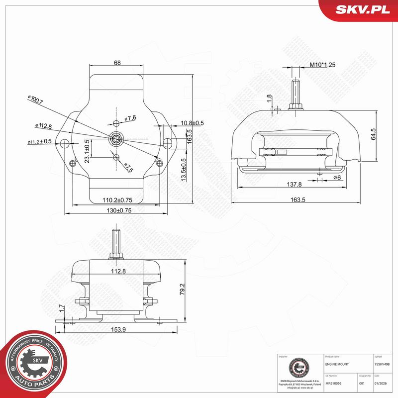 ESEN SKV 75SKV498 Mounting, engine