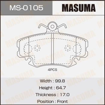 Комплект гальмівних колодок, Masuma MS-0105