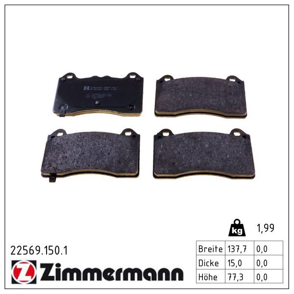 комплект спирачно феродо, дискови спирачки ZIMMERMANN