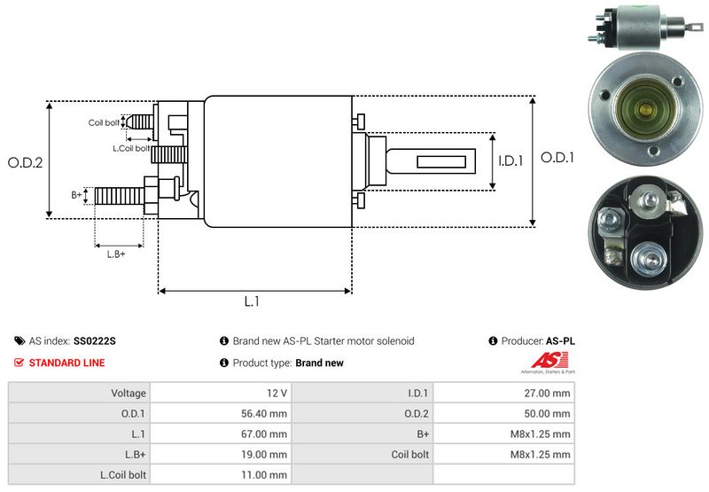 AS-PL SS0222S Solenoid Switch, starter