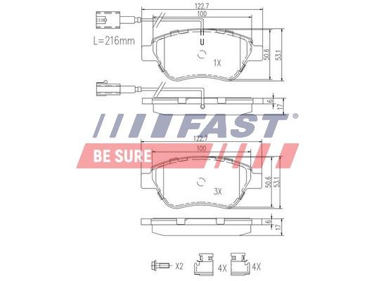 Комплект гальмівних накладок, дискове гальмо, Fast FT29112