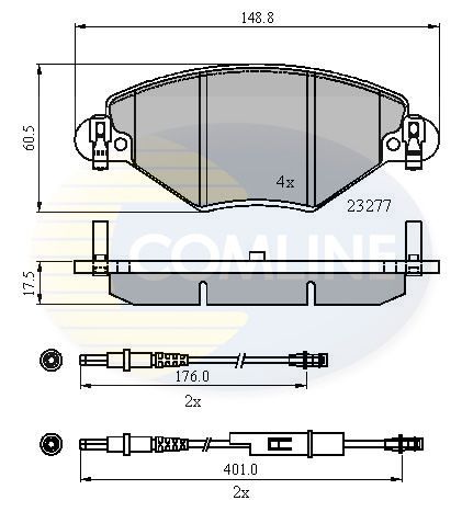 Комплект гальмівних накладок, дискове гальмо, Comline CBP21120