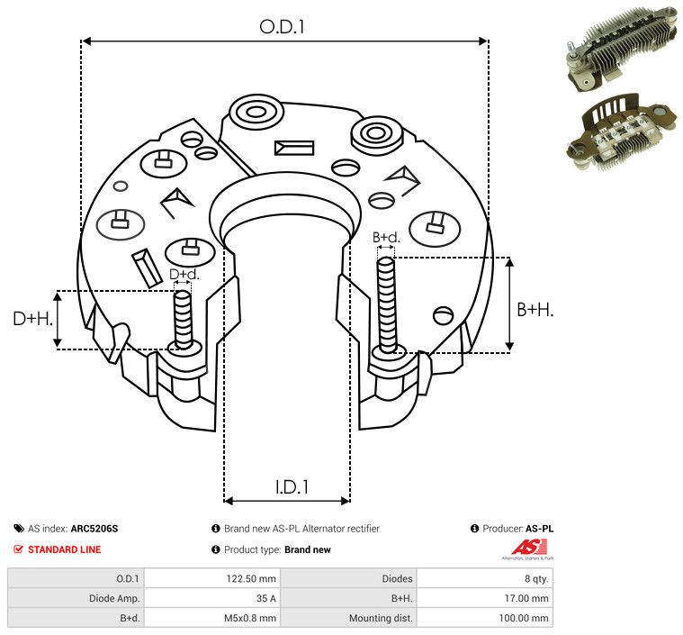 AS-PL ARC5206S Rectifier, alternator