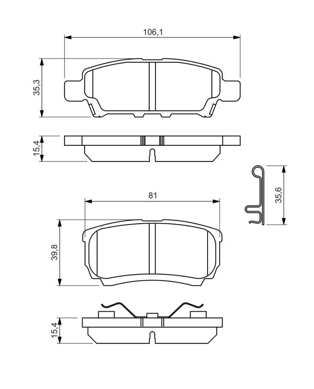 Piduriklotsi komplekt, ketaspidur, BOSCH 0 986 494 502