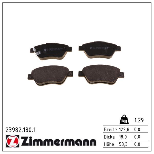 комплект спирачно феродо, дискови спирачки ZIMMERMANN