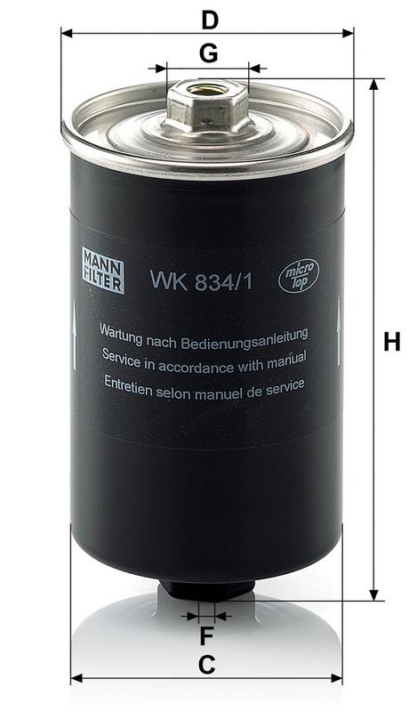 Filtru combustibil WK 834/1 MANN-FILTER