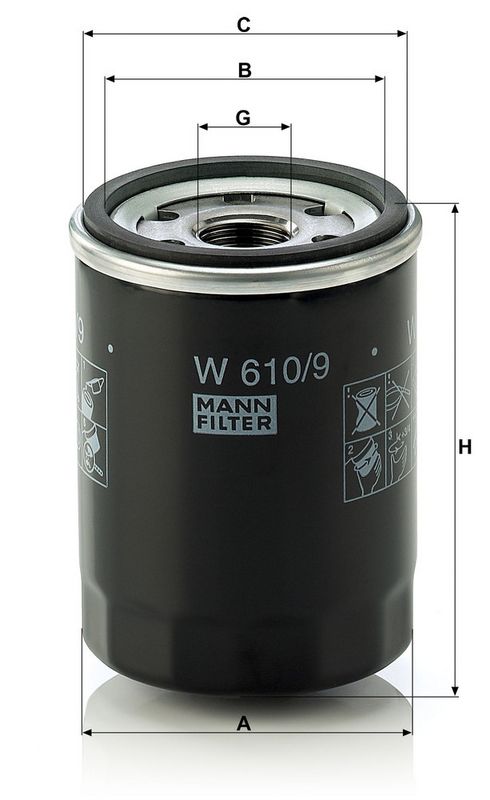 Õlifilter, MANN-FILTER W 610, 9
