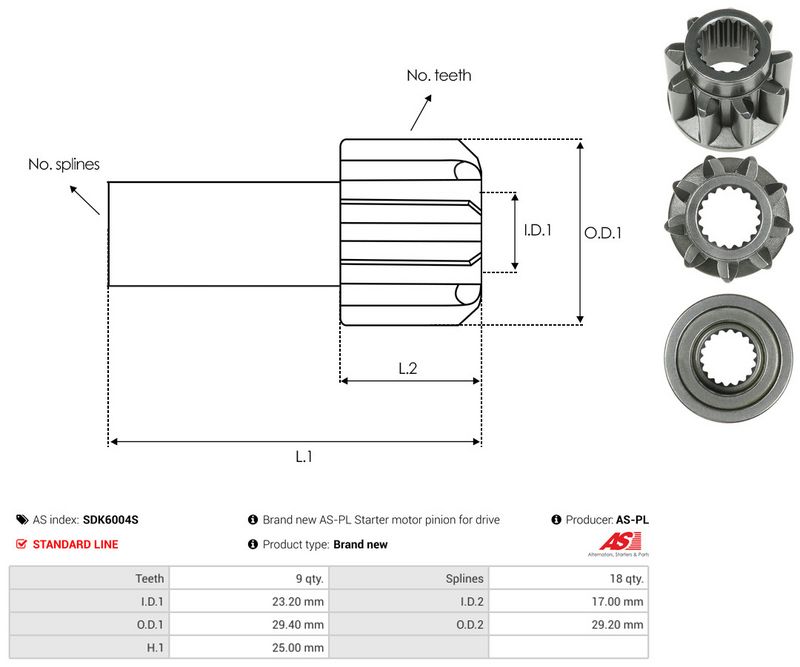 AS-PL SDK6004S Freewheel Gear, starter