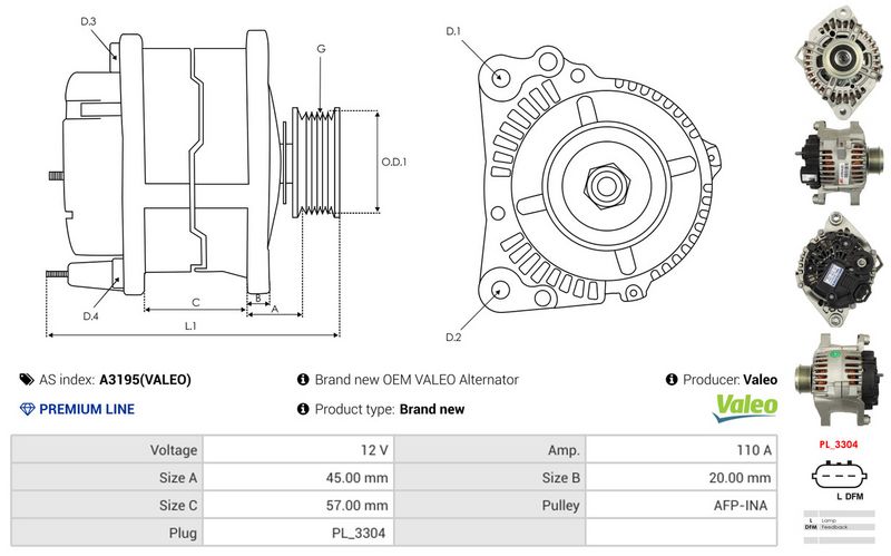 AS-PL A3195(VALEO) Alternator