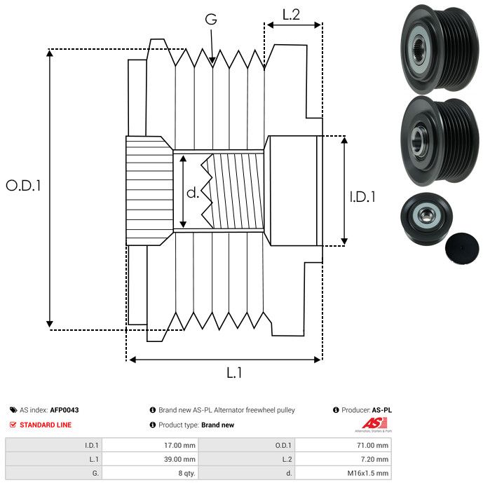 AS-PL AFP0043 Alternator Freewheel Clutch
