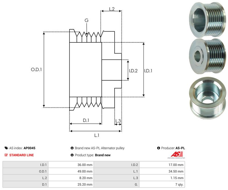 Rihmaratas, generaator, AS-PL AP0045