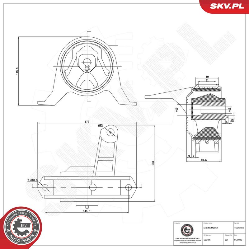 ESEN SKV 75SKV024 Mounting, engine