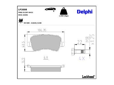 DELPHI LP2008 Brake Pad Set, disc brake