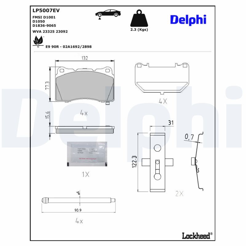 Set placute frana,frana disc LP5007EV DELPHI