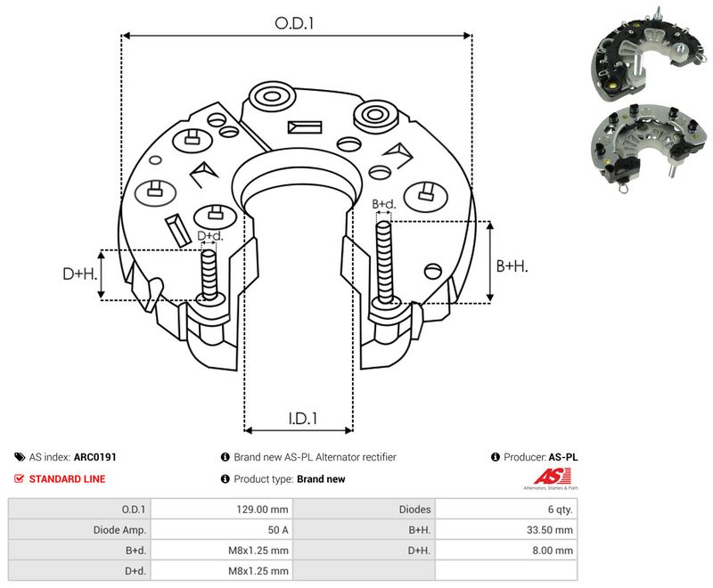 AS-PL ARC0191 Rectifier, alternator