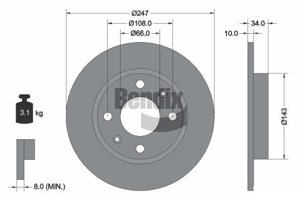 BENDIX Braking féktárcsa BDS1033