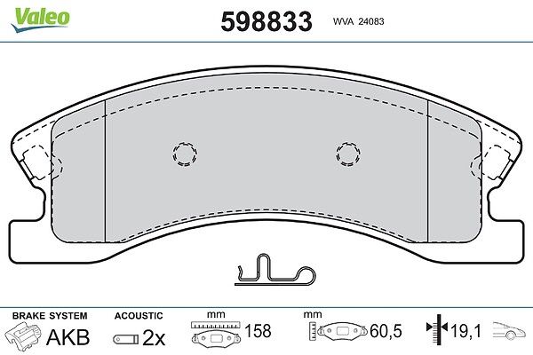 комплект спирачно феродо, дискови спирачки VALEO