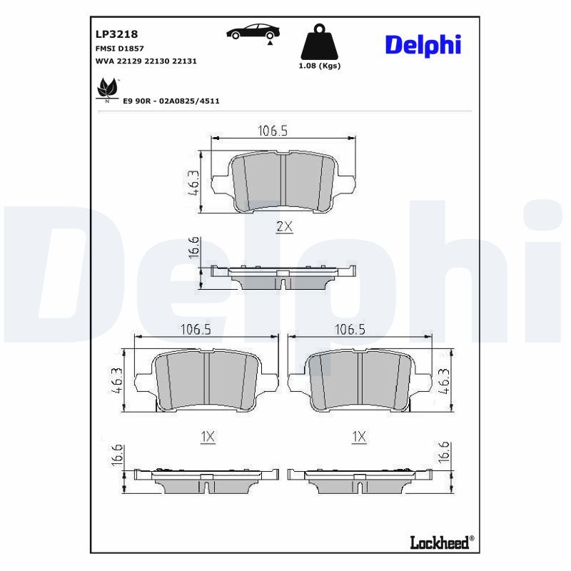 Piduriklotsi komplekt, ketaspidur, DELPHI LP3218