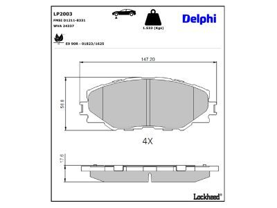DELPHI LP2003 Brake Pad Set, disc brake