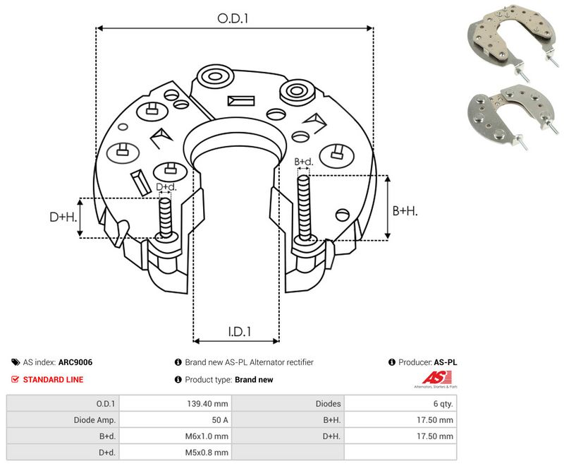 AS-PL ARC9006 Rectifier, alternator