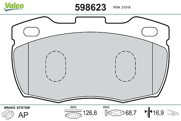 комплект спирачно феродо, дискови спирачки VALEO