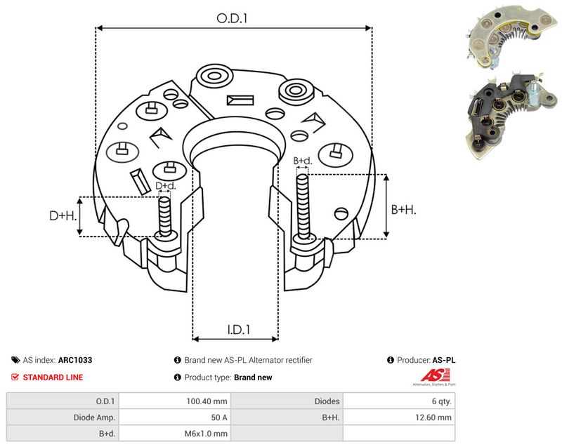 AS-PL ARC1033 Rectifier, alternator