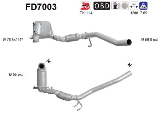 Filtru funingine/particule, sist.de esapament AS-PL FD7003