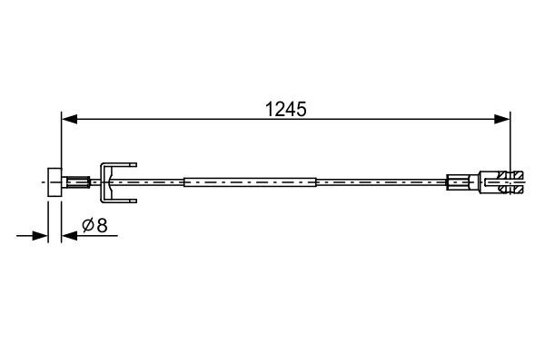 BOSCH 1 987 482 633 Трос ручника (центральний) Opel Vivaro 01-14 (L=1245mm)