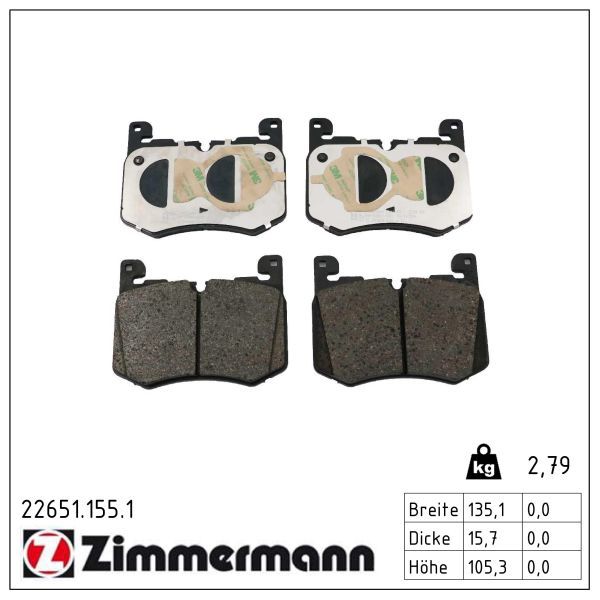 ZIMMERMANN Комплект тормозных колодок, дисковый тормоз