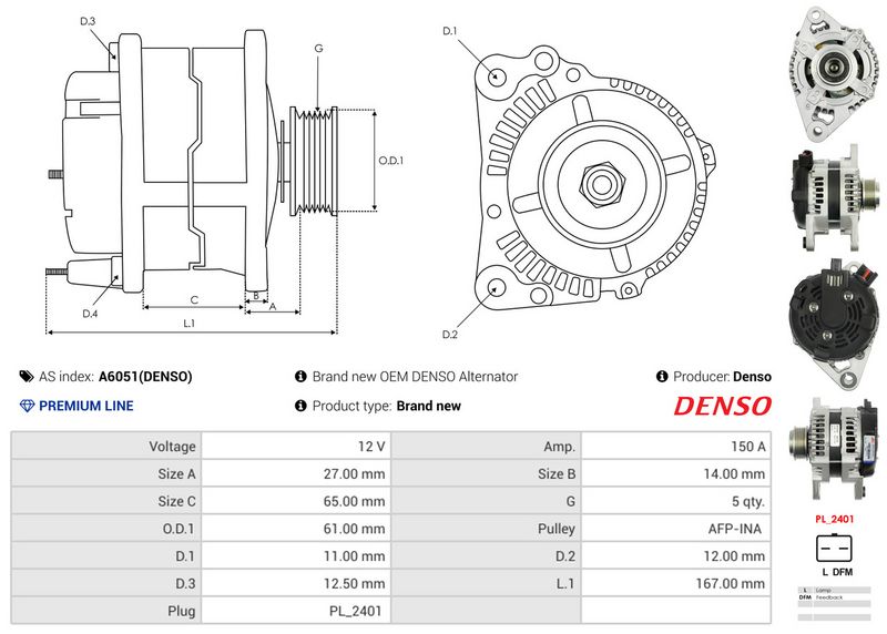 AS-PL A6051(DENSO) Alternator