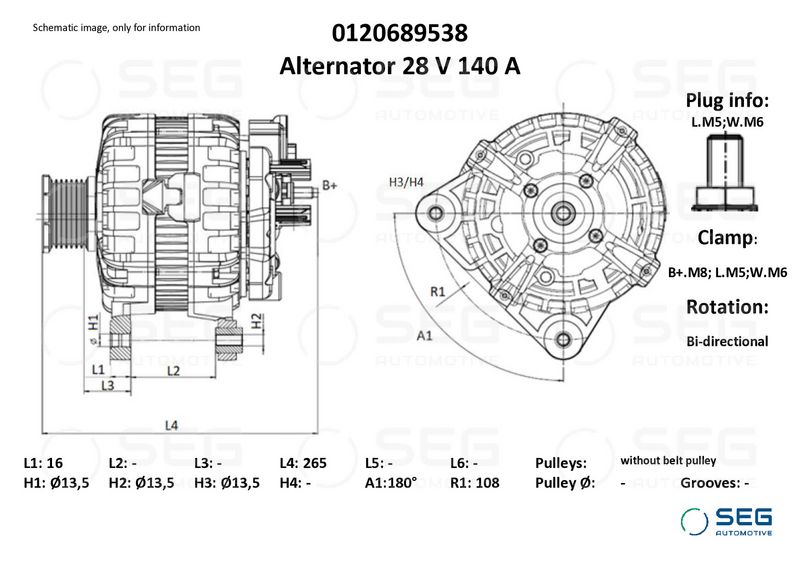 SEG Automotive 0120689538 Alternator