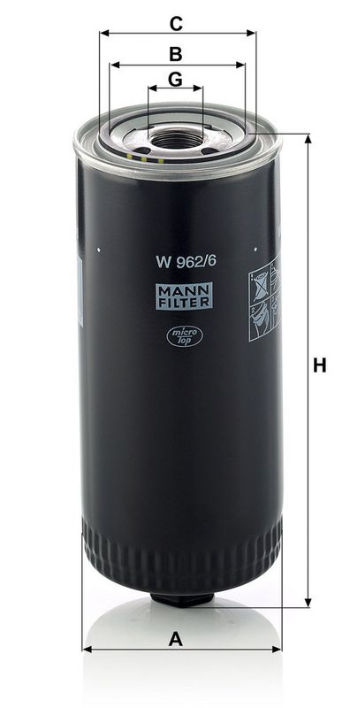 Õlifilter, MANN-FILTER W 962, 6