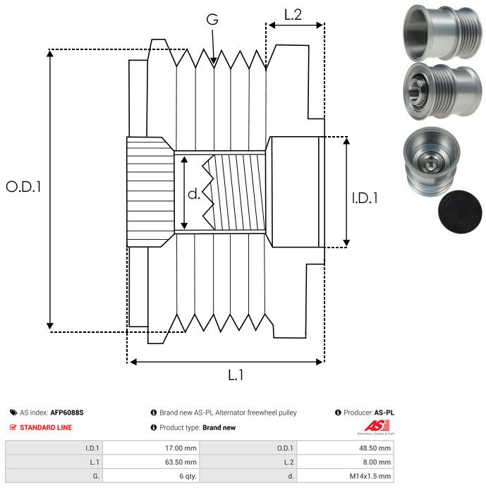 AS-PL AFP6088S Alternator Freewheel Clutch