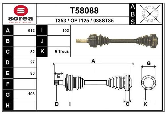 EAI hajtótengely T58088