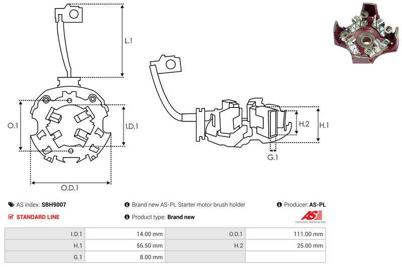 Kinnitus, süsinikuharjad, AS-PL SBH9007