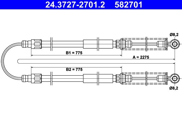 ATE Trekkabel, parkeerrem 24.3727-2701.2