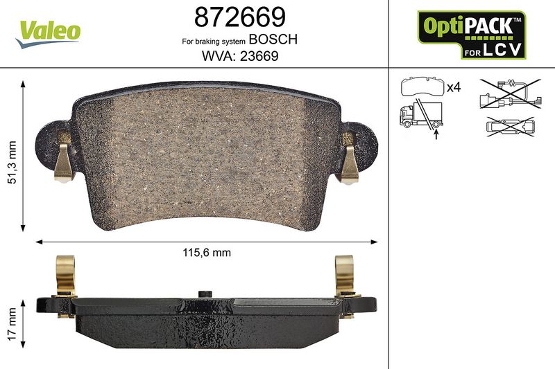 Plaquettes+de+frein+à+disque VALEO 872669